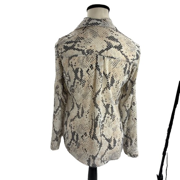 Express Womens Size XS Portofino Shirt Snakeskin Print Button Front Blouse Top - Picture 4 of 6
